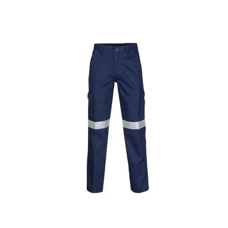 Work pants with reflective tape enhance high visibility. 1