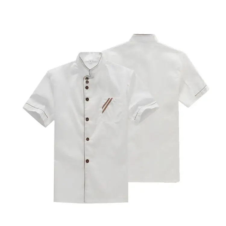Custom Professional Short-Sleeve Button-Front Kitchen Cooking Hotel Restaurant Chef Uniform 1